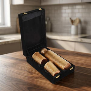 Ensemble de bouteilles d'eau en cuivre avec verres, revêtement anti-corrosion, étanche, réutilisable, cadeau, vaisselle pour les voyages et le bureau - I H C - Product Image 2