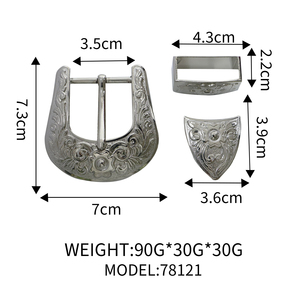 Fibbia per Cintura Stile Western a Tre Pezzi con Perno da 35mm Fibbie Classiche per Uomo Fibbie per Cinture in Stile Vintage - Product Image 4
