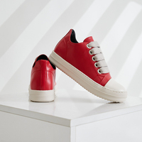 Sepatu Sneakers Fashion Pria Wanita Tali Lebar Kasual Sepatu Board Retro Kulit Asli Sepatu Skate Jalan Santai Streetwear