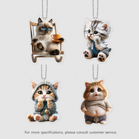 Pendentif chat en acrylique, ornement à suspendre pour voiture, porte-clés mignon, breloque pour sac à dos, accessoires de décoration intérieure de voiture, cadeau