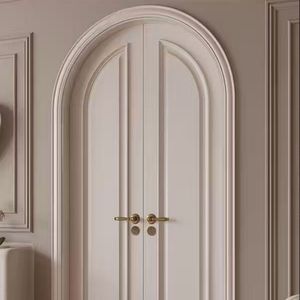<span class=keywords><strong>Porte</strong></span> d'entrée en verre cintrée de style américain rétro marron avec structure en bois massif pour villa - Product Image 4