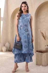 Ensemble coordonné deux pièces pour femmes, Kurti et pantalon, respectueux de l'environnement, confortable, respirant, élégant, tenue décontractée pour toutes les saisons - Product Image 2