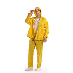 Ensemble imperméable jaune unisexe et pantalon de pluie 170T18S en polyester PVC coupe-vent pour cyclisme et travail en extérieur, taille adulte R1720 - Product Image 4