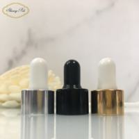 Bouchon à vis en plastique brillant et lisse 18/410, compte-gouttes conique 30 ml, compte-gouttes noir en caoutchouc argenté
