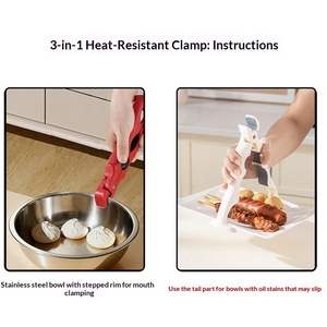 Clip <span class=keywords><strong>de</strong></span> <span class=keywords><strong>cuisine</strong></span> multifonctionnel <span class=keywords><strong>en</strong></span> <span class=keywords><strong>silicone</strong></span> alimentaire pour plat à vapeur, anti-brûlure et antidérapant, pour bols et plats - Product Image 4