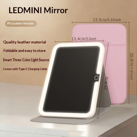 Miroir de Maquillage Portable Pliant à LED avec Grossissement Personnalisable, Simple Face, pour Bureau, Dortoir et Voyage
