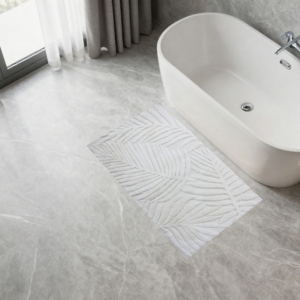 Tapis de bain et tapis de douche en coton recyclé teint en fil Jacquard Forry Ecru 60*100cm, production sur mesure, fabriqué en Turquie - Product Image 1