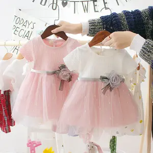 Nouvelle arrivée enfants fille robe d'été en gros enfants vêtements haute qualité princesse Style enfants robe à manches courtes