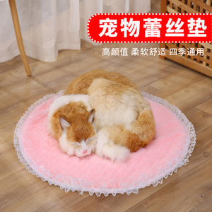 Alfombra Redonda Rosa para Gatos, Lavable, Antideslizante, para Uso en Interiores como Cama para Mascotas - Product Image 5