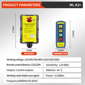 รีโมทคอนโทรลเครนอุตสาหกรรม ML-K2 แบบ 2 ปุ่ม กันน้ำ 24v - Product Image 5