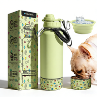 Bouteille d'eau portable de 32 oz en acier inoxydable, tasse de voyage isotherme sous vide avec compartiment de rangement pour nourriture pour animaux de compagnie pour l'extérieur