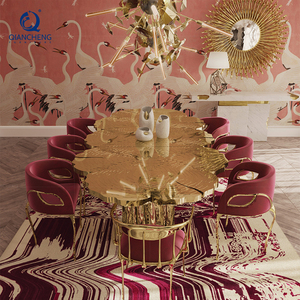 Tavolo da Pranzo di Lusso in Acciaio Inox Dorato, Design Moderno e Artistico, Grande Tavolo Centrale per Villa e Mansion, Vendita all'Ingrosso di Mobili - Product Image 6