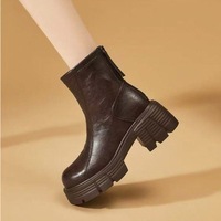 Nouvelles bottes Chelsea à plateforme en cuir souple pour femmes, automne-hiver 2026, style talon haut, bottes courtes à cheville surélevées