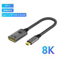 Cable Adaptador USB-C a DP Justlink OEM/ODM 8K 60Hz 4k 120hz UHD con Carcasa de Aleación de Aluminio para Laptop, TV y Proyector