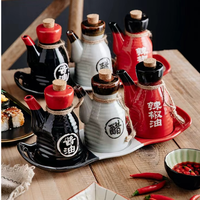 Bouteille d'assaisonnement en céramique japonaise réactive, cuite au four, pour la restauration haut de gamme Izakaya – Hub de sourcing pour tables de restaurant