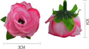 Têtes de fleurs artificielles en velours rouge pour mariage, décoration de gâteau de baby shower, têtes de fleurs artificielles - Product Image 5