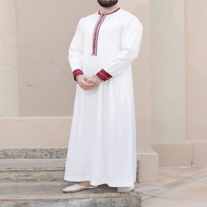 Camicia da uomo modesta caftano in Thobe abito lungo Abaya Dubai abiti <span class=keywords><strong>etnici</strong></span> musulmani con maniche lunghe abito in tessuto di Arabia Saudita - Product Image 4