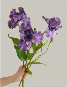 BF-IR01 Fleurs artificielles <span class=keywords><strong>iris</strong></span> violettes faites à la main de haute qualité, toucher réel en latex PU, pour la Fête des Mères et la décoration intérieure - Product Image 3