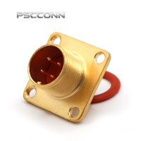 Konektor Bundar Hermetik PSCCONN MX12K4T, Konektor Penerbangan 4 Pin, Sambungan Kedap Vakum Kaca-ke-Logam, Steker & Soket