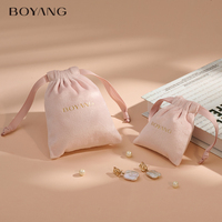 Sac de rangement pour bijoux en velours avec cordon de serrage, logo personnalisé Boyang, luxe, recyclable
