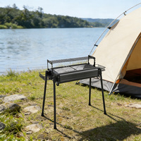 Barbecue portable vertical de table au charbon de bois 87x80x40CM en acier inoxydable durable avec support à outils et plaque de cuisson pour jardin
