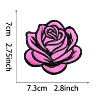Appliques florales brodées en PVC avec bordure pailletée, motif rose, colorées, thermocollantes pour vêtements, robes, chapeaux, sacs