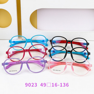 Montures de lunettes pour enfants Tr90, monture ronde complète, protection contre la lumière bleue, antidérapantes, confortables, lentilles remplaçables 9023 - Product Image 5