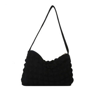 2025 Summer New Women's Canvas Cloud <b>Bag</b> Niche Fashion Fold-<b>Shoulder</b> Leisure Underarm <b>Bag</b> <b>Large</b> Capacity <b>Zip</b> Two Cotton Lining - Product Image 1