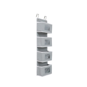 Five Layer Non Woven Fabric Hanging Storage Bag Gray Khaki Bedroom Organizer Hook Type 138cm Multipurpose Closet Storage - Product Image 5