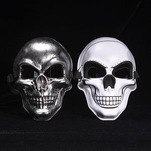 Nuova vendita di Halloween Horror oro argento viso sorridente <span class=keywords><strong>maschera</strong></span> <span class=keywords><strong>da</strong></span> <span class=keywords><strong>scheletro</strong></span> appiccicosa a luce fredda - Product Image 1