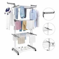 Séchoir à linge pliable en métal pour la maison avec étagère de rangement pour chaussures et design moderne pour l'organisation des vêtements dans la salle de bain