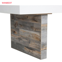 Moderner Esstisch mit weißer Corian-Solid-Surface-Steinplatte und Holzgestell