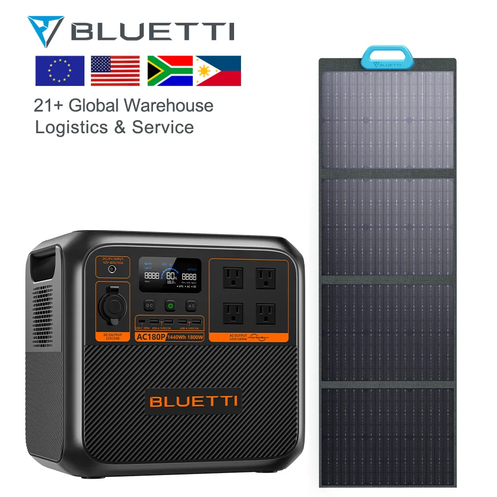 BLUETTI New Solar Panel Car AC180P+PV120 Mobile Solar Generator 1500w