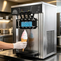 Machine à glace molle professionnelle à trois saveurs avec structure en acier inoxydable pour cuisines commerciales et cafés
