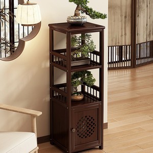 Nuevo soporte cuadrado para flores de bambú y madera de estilo chino, estante de suelo de varias capas, estante de almacenamiento para sala de estar, soporte para flores de interior. - Product Image 2