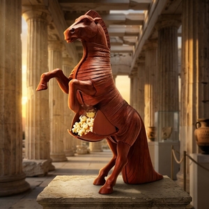 <span class=keywords><strong>Figurine</strong></span> de cheval de Troie sur table, thème mythologique grec antique, produit périphérique de l'Odyssée, décoration d'intérieur, récipient à popcorn pour collection - Product Image 5