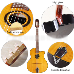 Guitare acoustique de style gitan de 41 pouces à 6 cordes avec table en épicéa, dos et côtés en palissandre, petit trou de sonorisation adapté - Product Image 5