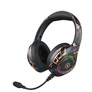 GlobalCrown RGB HIFI Stereo Bass Wireless Bluetooth 5.1 Gamer Headsets With Mic for PS4
