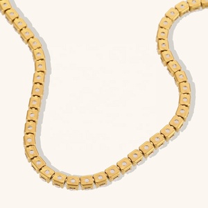 <span class=keywords><strong>Collar</strong></span> de Cadena de Tenis con Circonita Brillante Dingran de 2mm 3mm 4mm 5mm, Gargantilla de Acero Inoxidable Chapado en Oro de 18k - Product Image 5