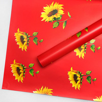 Film d'emballage tournesol, film artisanal imprimé floral pour emballage de bouquets, feuille d'emballage pour fleuriste