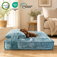 Yangyangpet Gestreiftes Cord-Luxus-Hundebett mit OEKO-TEX-Zertifizierung, Beruhigende Matratze, Waschbarer Bezug, Karton-Hundebett