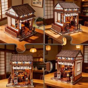 Kit de puzzle 3D en bois DIY, porte coulissante japonaise, niche à livres, modèle de maison miniature pour adultes, nouvelle arrivée, décoration intérieure - Product Image 2