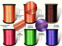 Cable de Bobina de Voz de Cobre Sólido Esmaltado con Poliuretano, 600V, Soldable Directamente