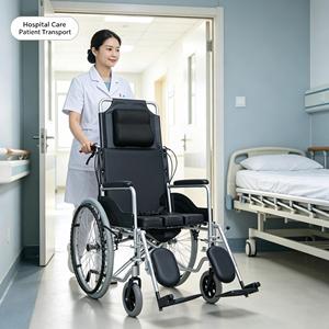Silla de Ruedas Reclinable Manual con Marco de Aleación de Aluminio, Silla de Transporte para Pacientes para Hospitales, Residencias y Cuidado en el Hogar - Product Image 6