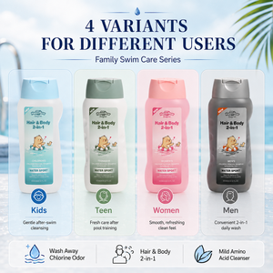 Shampooing et <span class=keywords><strong>Gel</strong></span> <span class=keywords><strong>Douche</strong></span> <span class=keywords><strong>2</strong></span>-<span class=keywords><strong>en</strong></span>-<span class=keywords><strong>1</strong></span> Anti-Chlore Marque Blanche pour Enfants et Famille – Idéal Après la Natation - Product Image 5