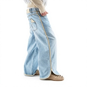 Jean en denim délavé taille haute coupe large et ample en coton pour homme – Style décontracté automne couleur unie - Product Image 5