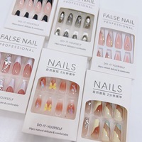Faux Ongles Courts à Pression en Gros, Haute Qualité, 24 Pièces, Acrylique, Luxe, Étiquette Privée, Emballage Fournisseur French Tip