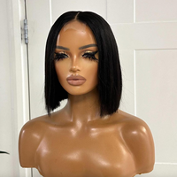 Perruque Bob 4x4 HD Lace, Cheveux Vietnamiens Bruts SDD Ultra-Lisses, Sans Colle, Pré-Pluckée, Densité 250% pour Femmes Noires