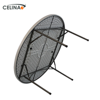 Nouvelle table de banquet ronde en résine Celina, pliable, imperméable et durable, 63 pouces, pour événements et mariages
