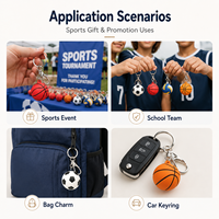 Porte-clés en caoutchouc 3D personnalisé en gros, en forme de ballon de sport (basket-ball, football, soccer) en silicone, pour cadeaux promotionnels
